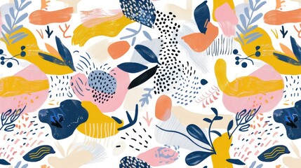 Fototapeta premium Abstract Floral Pattern: A Whimsical Display of Colors and Shapes