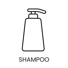 A tall pump bottle icon representing liquid shampoo or hair care product, in vector style, with an editable stroke