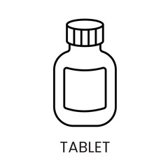 A medicine bottle icon in vector, representing storage for tablets or medication, with an editable stroke