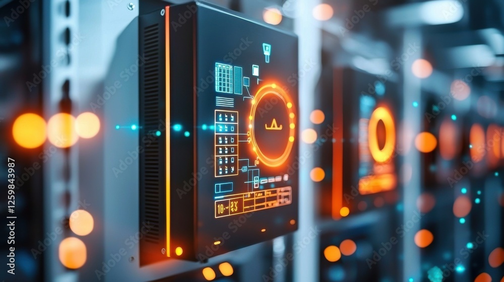 Poster digital data monitoring and control panel with futuristic hud interface