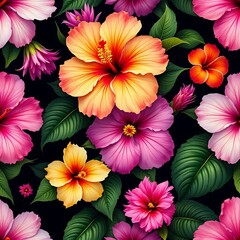Vibrant Hibiscus Flower Pattern Tropical Floral Design