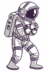 Pixel Art Astronaut in Retro Space Suit – 8-Bit Galactic Explorer.