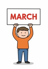 Person holding a board with month named