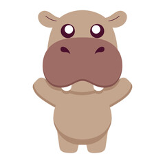 Cute hippo cartoon icon illustration