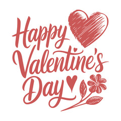 Happy Valentine's day typography design, heart with flower, vector, t shirt design