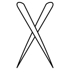 Black line depicting two crossed sushi chopsticks