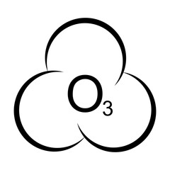 Black line drawing of the ozone molecule symbol O3