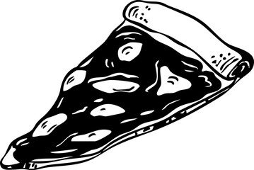 Vector hand drawn pizza doodle piece black and white isolated