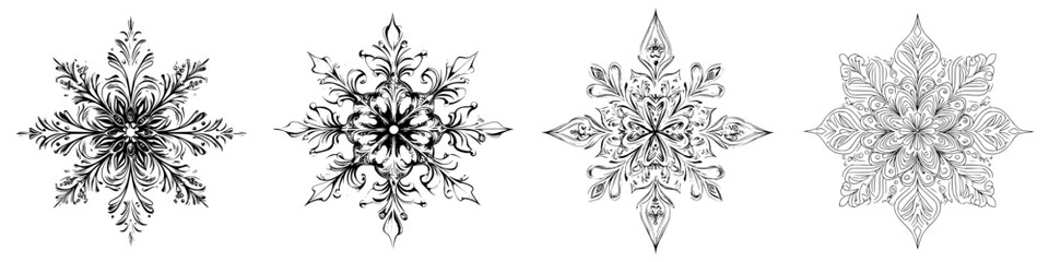 Fototapeta premium Intricate black and white floral designs showcasing artistic craftsmanship and creativity