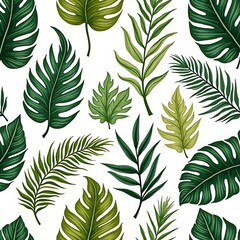 Vibrant Tropical Leaf Pattern Seamless Design
