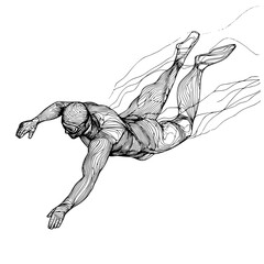 Diver plunges gracefully into clear water showcasing the art of swimming with fluid movement and focus