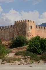 Frangokastello fortress on the beach of Crete island in Greece