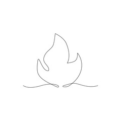 Continuous line drawing of fire on transparent background.