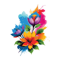  watercolor portrait of floral elements.