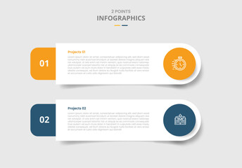 2 points template comparison concept for infographic with round rectangle with circle badge and drop shadow style with two point list information