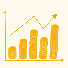 business graph with golden coins