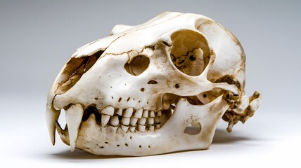 Close-up of a rabbit skull with delicate bone structure and textures
