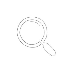 Continuous line drawing of magnifying glass isolate on transparent background.