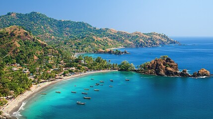 Obraz premium Breathtaking aerial shot of Goa golden beaches and turquoise waters.