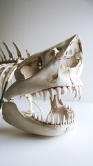 Naklejka premium Detailed Close-up of Shark Skeleton Jaw and Teeth 