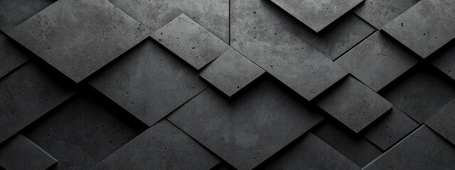 Tessellating Shapes on Black Background for Design, Banner Template, Minimalist Abstract Wallpaper with Copy Space, Simple Geometric Modern Wallpaper for Text Placement and Creative Use