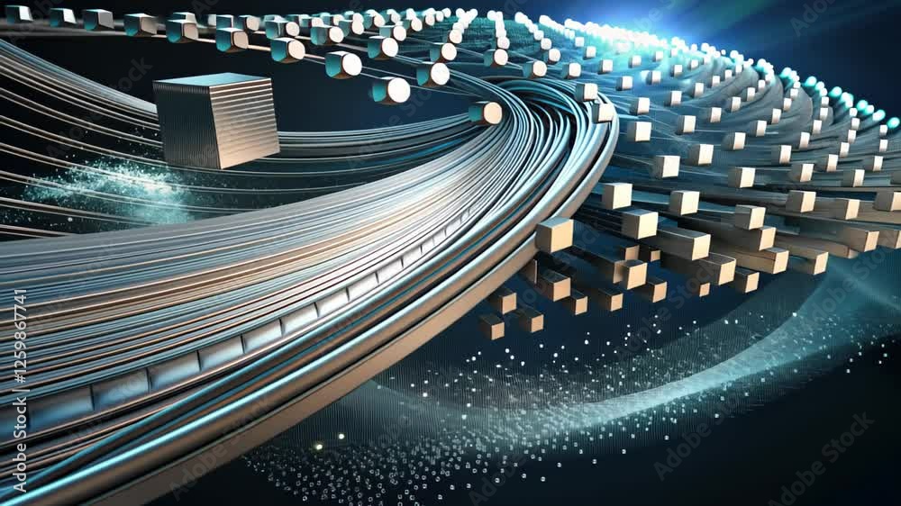 Poster exploration of dynamic technology patterns creating a mesmerizing visual experience in a futuristic 