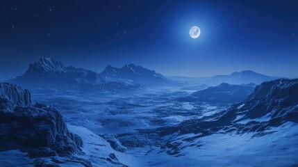 Moonlit Mountain Landscape