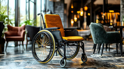 Modern Wheelchair in a Stylish Restaurant Interior