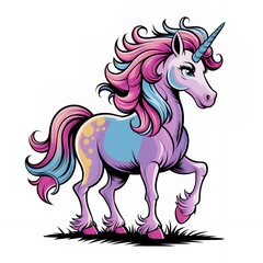 Magical Pastel Unicorn Illustration Fantasy Horse Cute Mythical Creature Whimsical Design