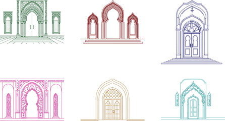 Obraz premium Elegant silhouette and colour Mosque Door and Window Arches