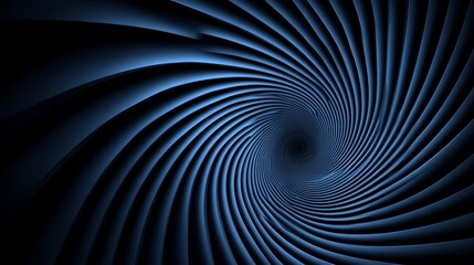 Minimalist abstract spiral pattern on a Blue background. Banner template with white space for text, ideal for modern and professional design applications.