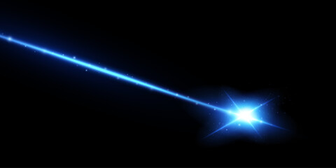 Abstract blue laser beam. Isolated on a transparent black background.