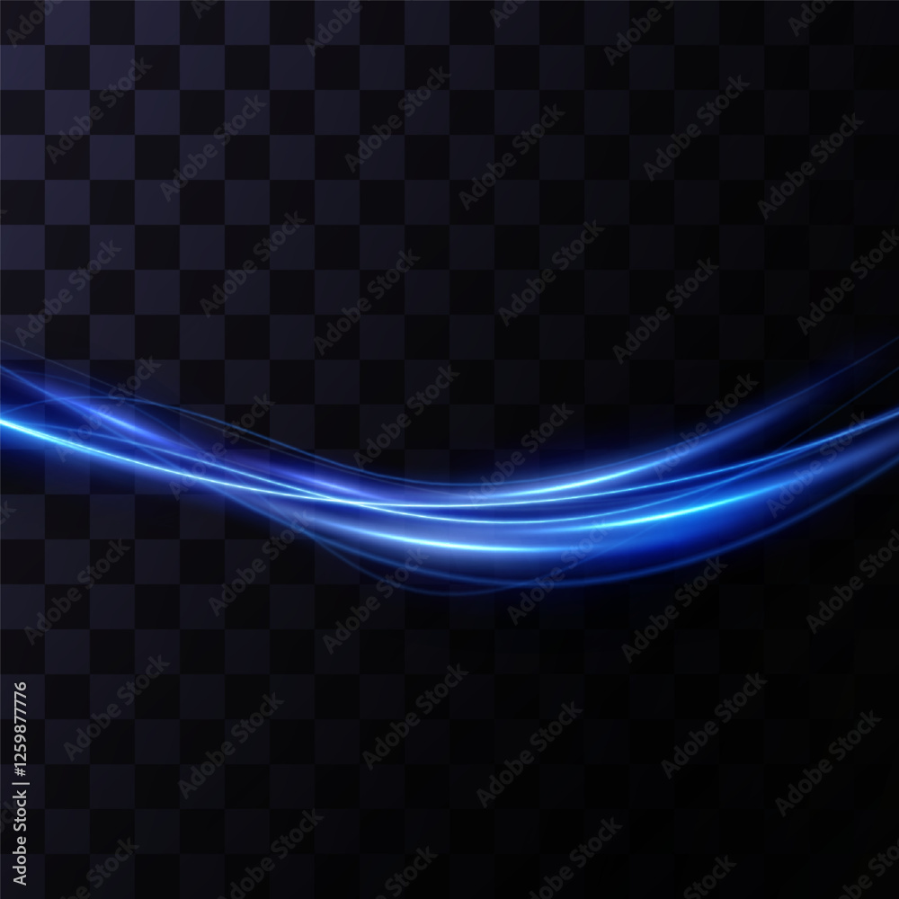 Wall mural neon blue lines of speed and fast wind. the effect of moving at the speed of light.