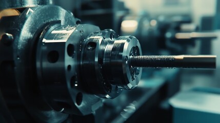 Naklejka premium Precision engineering workshop. Featuring CNC machines and precision tools. Highlighting engineering craftsmanship and industrial technology. Ideal for engineering industry reports.