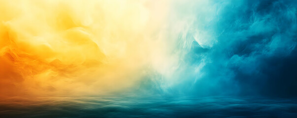 Obraz premium Blue and gold smoky sky; dramatic background