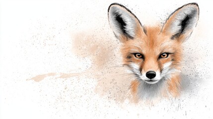Obraz premium a watercolor painting of a red fox on a white background The fox is painted in a realistic style, with its fur and features clearly visible Its eyes are bright an