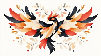 Obraz premium Majestic Mythical Phoenix Bursting with Fiery Feathered Grace