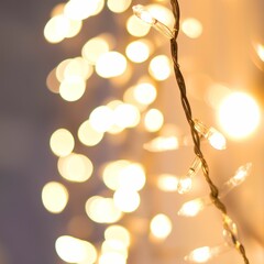 An abstract image with lots of soft, defocused lamps with white and gold lighting, which will create a warm atmosphere. the bokeh effect