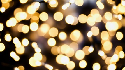 An abstract image with lots of soft, defocused lamps with white and gold lighting, which will create a warm atmosphere. the bokeh effect