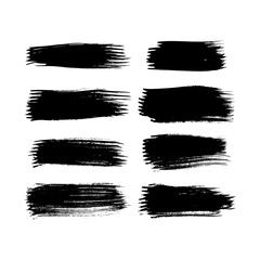 Set of black hand drawn brush strokes