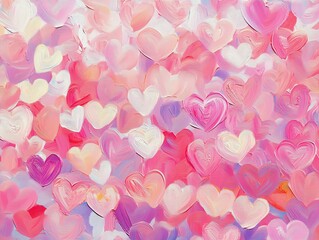repeating background in the form of a cartoon heart, colors light pink and white, with a putty texture
