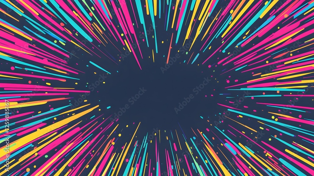 Wall mural abstract background showing colorful lines radiating from a dark center