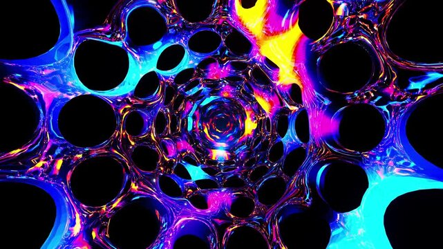 Colorful abstract background with circles and circles in the center. Infinitely looped animation