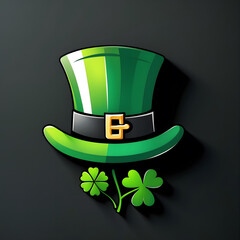 Celebrating St Patrick's Day with a bright green top hat and clovers symbolizing Irish culture and traditions