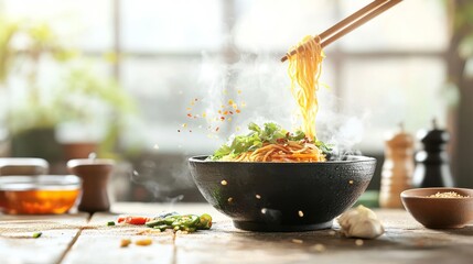 noodles instant raw fast food fresh tasty food dish delicious gourmet food background on the table rustic food top view copy space