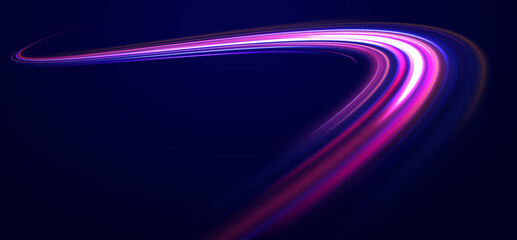 Colored shiny sparks of spiral wave. Curved bright speed line swirls. Shiny wavy path. Rotating dynamic neon circle. Magic golden swirl with highlights. Glowing swirl bokeh effect. vector png