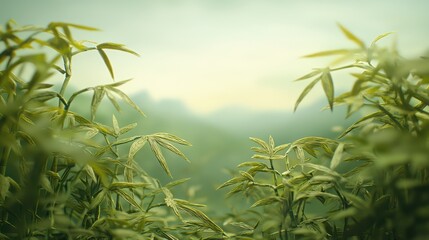 Fototapeta premium Lush green plant closeup, a study of natural beauty and delicate detail in soft focus