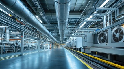 Obraz premium Well-Ventilated Industrial Facility with Overhead Structure