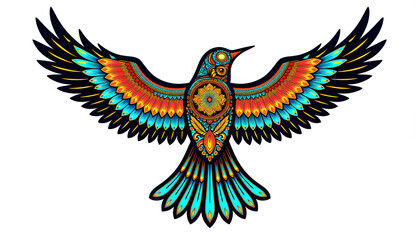 Obraz premium Majestic eagle with traditional tribal patterns in vibrant colors