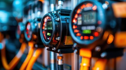 Closeup of Digital with Abstract Colorful Mechanical Details